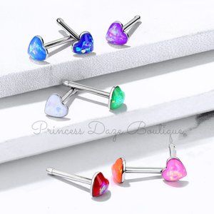 Heart Opal Nose Rings
